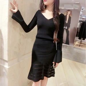 Sandro Knit Stretchy Top Long Sleeves Slim size2-6